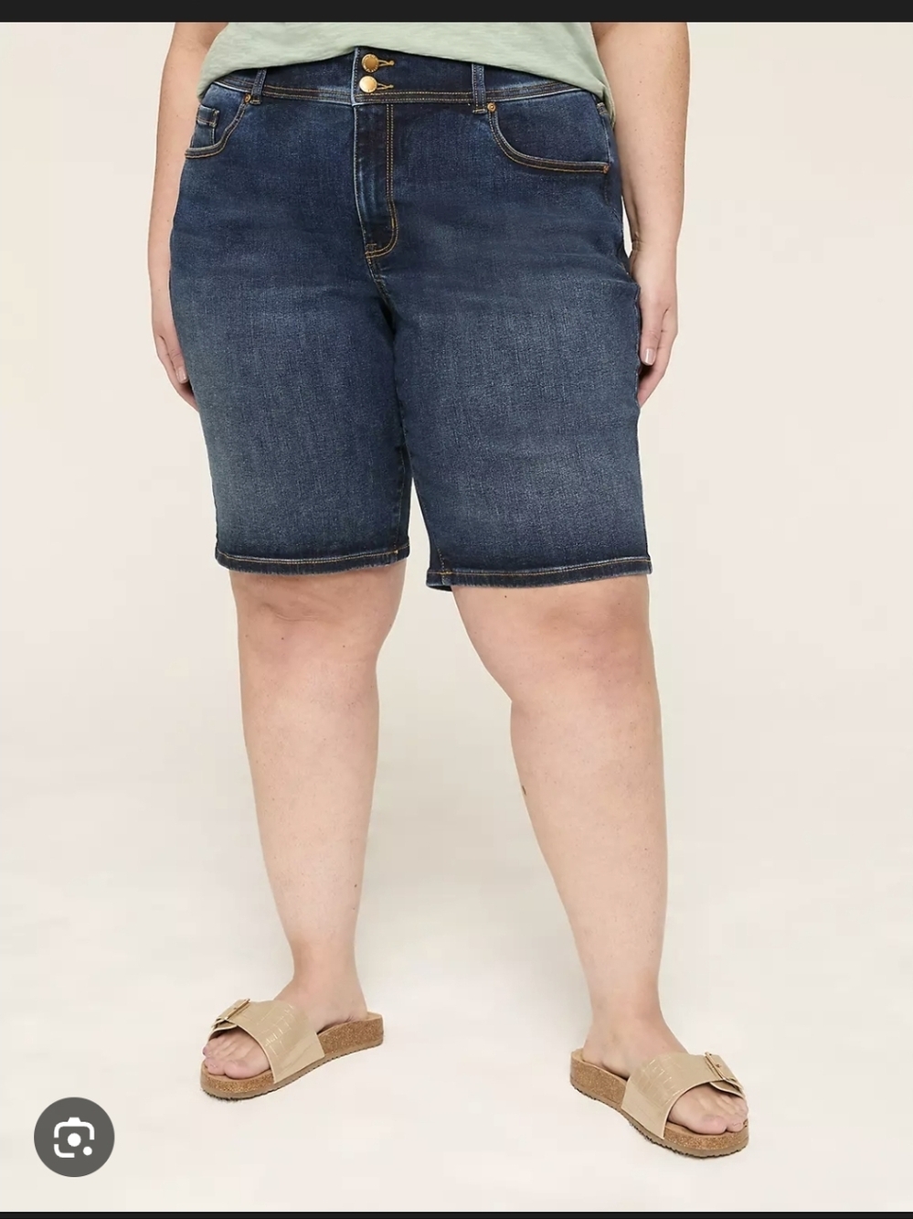 Lane Bryant Medium Blue Wash Denim Bermuda Shorts - Size:22